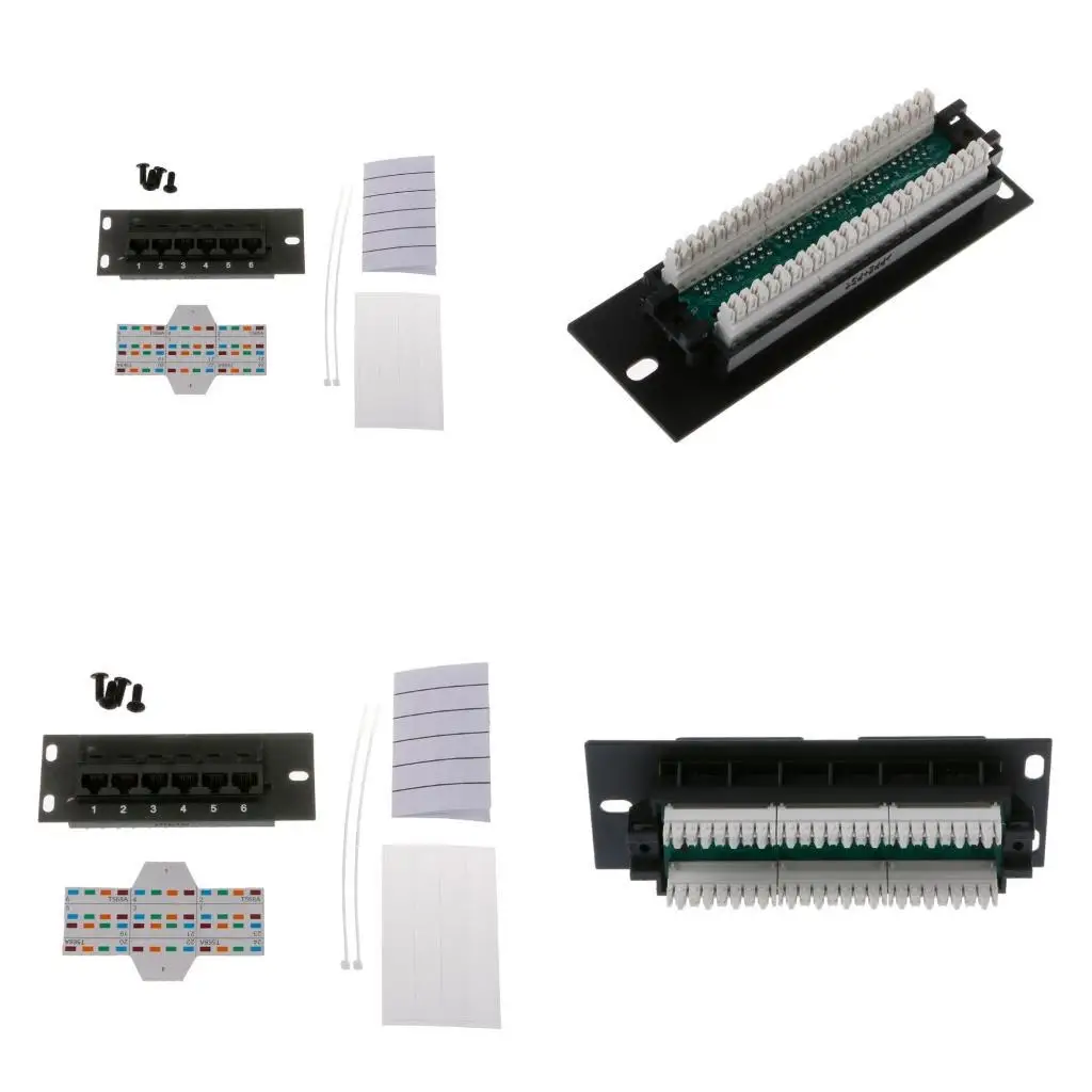 Y1UB 6 puerto Cat5e WallMount Panel parche 10G Soporte 1U Panel parche red UTP 19 en