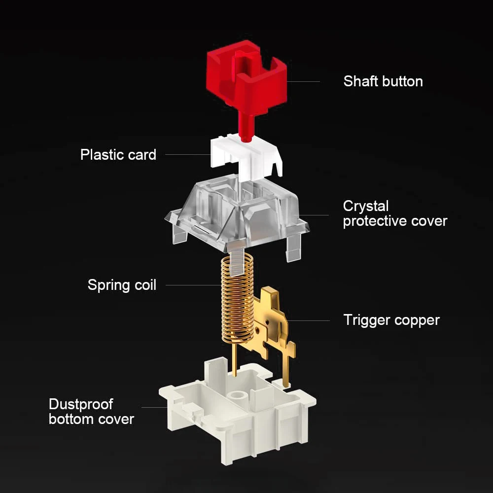 Interruptor Outemu para teclado, interruptores silenciosos táctiles lineales de 3 pines para teclados mecánicos, interruptor para juegos gris, blanco, rojo y azul - imagen 5