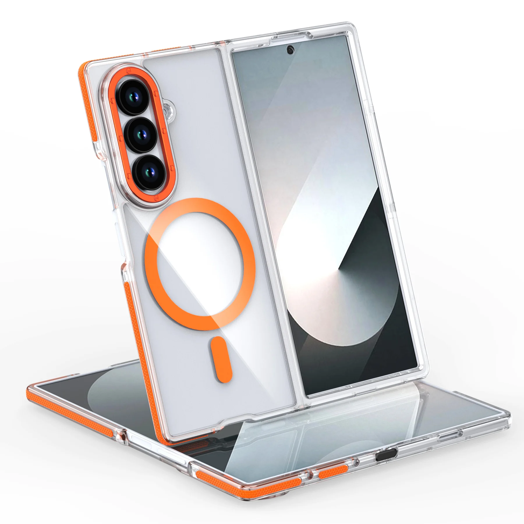 Para Samsung Galaxy Z Fold7 funda dura transparente magnética carga inalámbrica cubierta protectora trasera para Z Fold 7 6 carcasa de teléfono