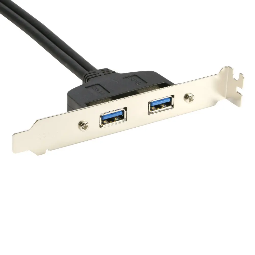 Panel trasero hembra USB 3,0 de 2 puertos a adaptador de Cable conector de cabezal MB de 20 pines con soporte de placa de ranura PCI - imagen 3