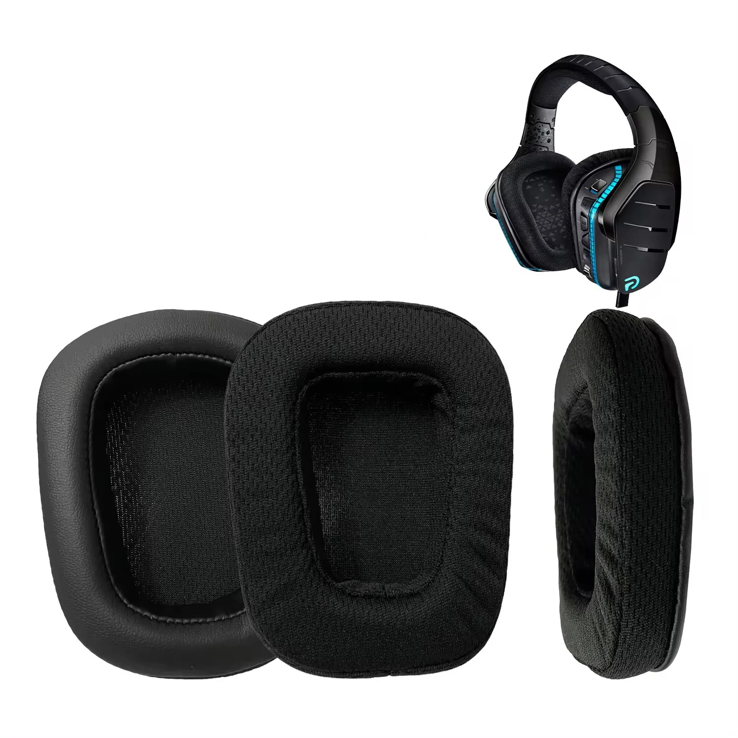 Almohadillas para auriculares Logitech G633 G933, funda de esponja de cojín, funda protectora de malla de cuero transpirable para los oídos