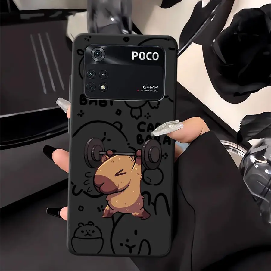 Capibara divertida funda de teléfono suave negra para Xiaomi Poco C75 M3 M4 M7 Pro C40 X3 X4 X5 X7 Pro M5 F1 C61 F3 C50 C71 - imagen 5
