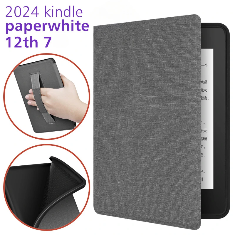 Para Kindle Paperwhite 12th Generation Case 2024 Signature Edition Funda de cuero de 7 pulgadas con correa de mano SA568B Auto Sleep Cover