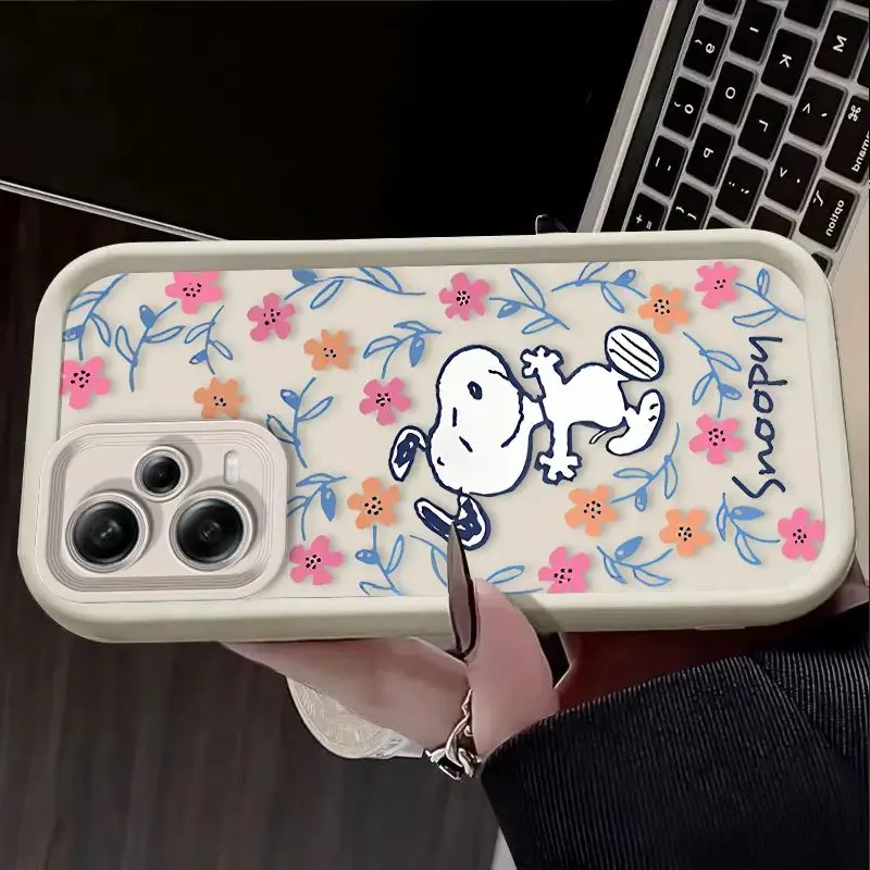 Funda blanda bonita con forma de flor de S-Snoopy para Xiaomi Redmi Note 13 14 12 11 Pro Plus 5G 11S 10S 12S 10 9 Redmi 14C 13C 12C 12 4G A3 A3X