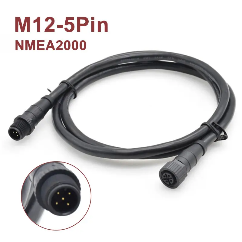 Cable conector impermeable marino M12 de 5 pines, resistente al agua IP67 60V 4A, enchufe de aviación macho hembra, conectores NMEA2000 con Cable