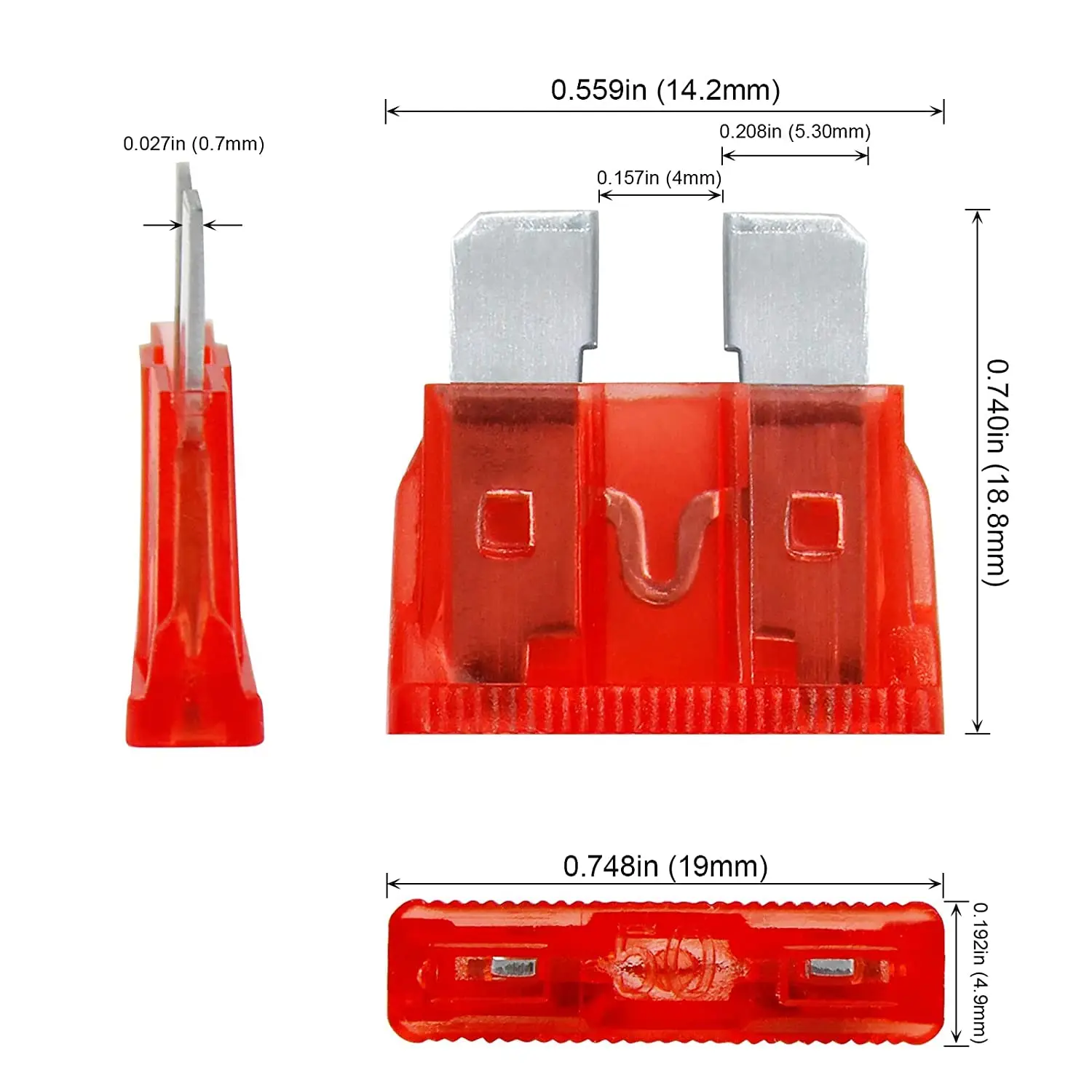 Kit surtido de fusibles estándar para coche, Kit de fusibles de repuesto automotrices tipo cuchilla para coche/RV/camión/motocicleta/Barco, 100 piezas - imagen 2