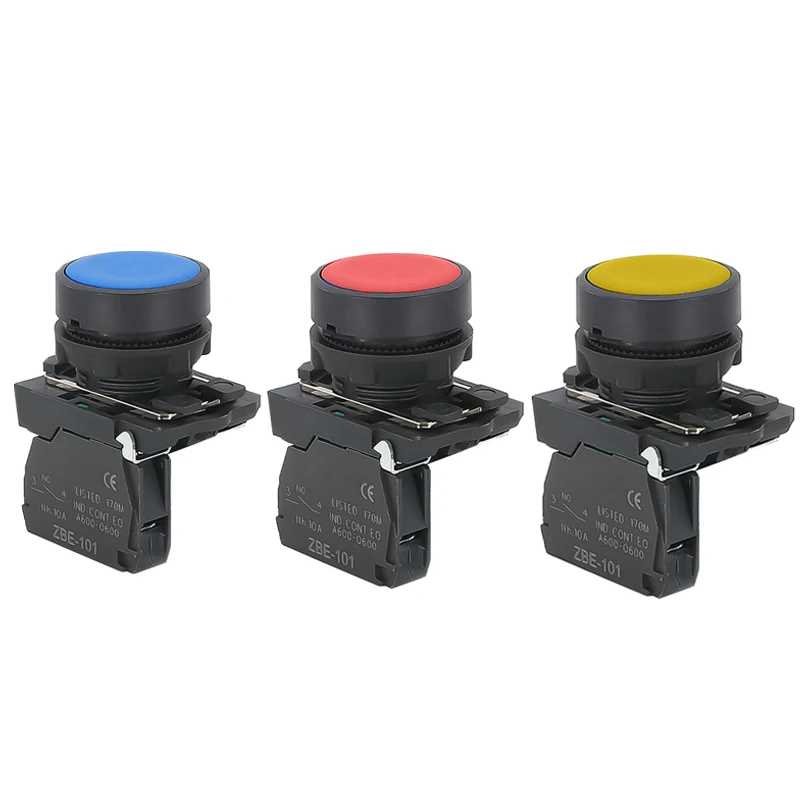 1 Uds XB5 AA31 reinicio de plástico arranque y parada interruptor de botón momentáneo normalmente abierto NO NC rojo verde amarillo 22mm ZB5 - imagen 2
