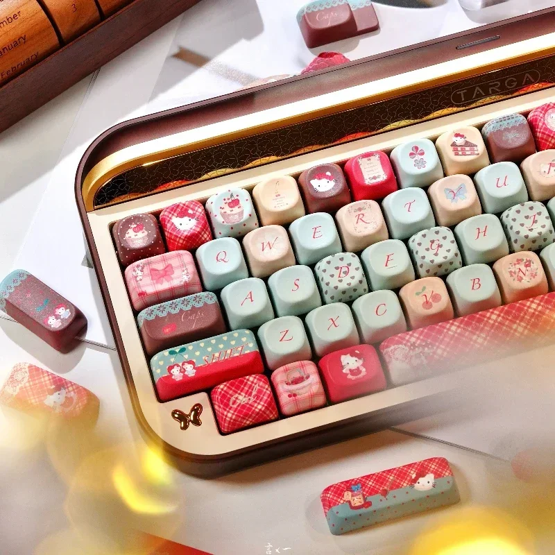 Teclas de regalo de Navidad sorpresa de fin de año, teclas personalizadas de perfil PBT Cherry/MOA, teclas de punto Amina de dibujos animados de gato bonito para jugadores - imagen 3