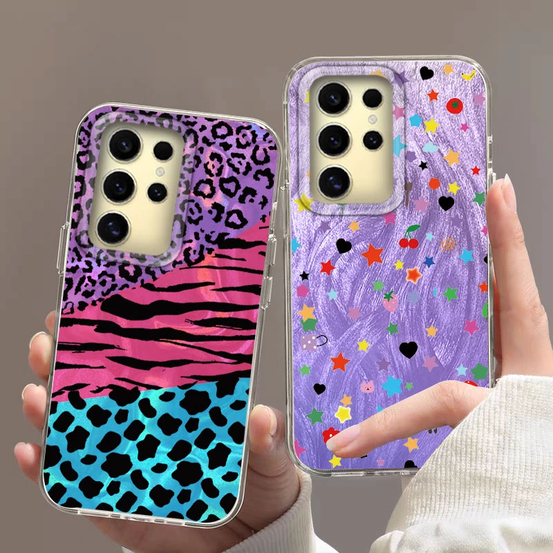 Para Samsung Galaxy A15 A16 A25 A26 A35 A36 A55 A56 S24 S25 Plus Ultra 5G cubierta de teléfono dibujos animados gato leopardo patrones de impresión parachoques - imagen 4