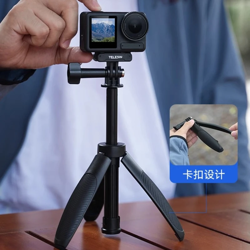 Nuevo TELESIN Mini trípode/palo Selfie de liberación rápida portátil de longitud ajustable para GoPro Insta360 DJI Osmo Cámara de acción - imagen 5