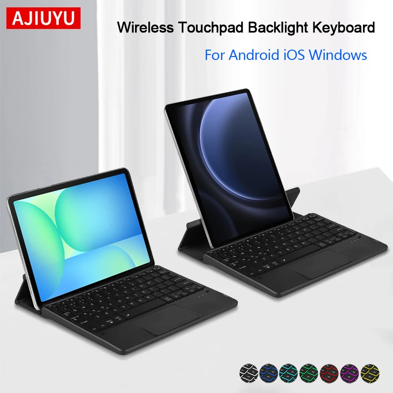 Teclado de tableta AJIUYU para Samsung Galaxy Tab S10 S9 FE 10,9 "S7 S8 A9 + 11 pulgadas A8 inalámbrico BT Touchpad soporte de teclado retroiluminado - imagen 2