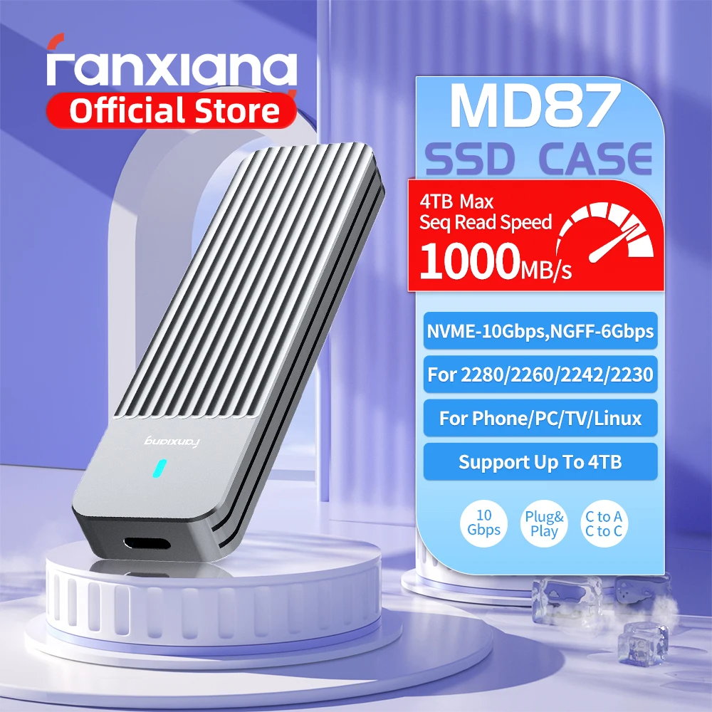 Fanxiang MD87 M.2 SSD carcasa 10Gbps NVMe/NGFF-SATA protocolo Dual USB 3,2 Gen2 tipo C SSD carcasa para 2280/2242/2230 caja de disco SSD