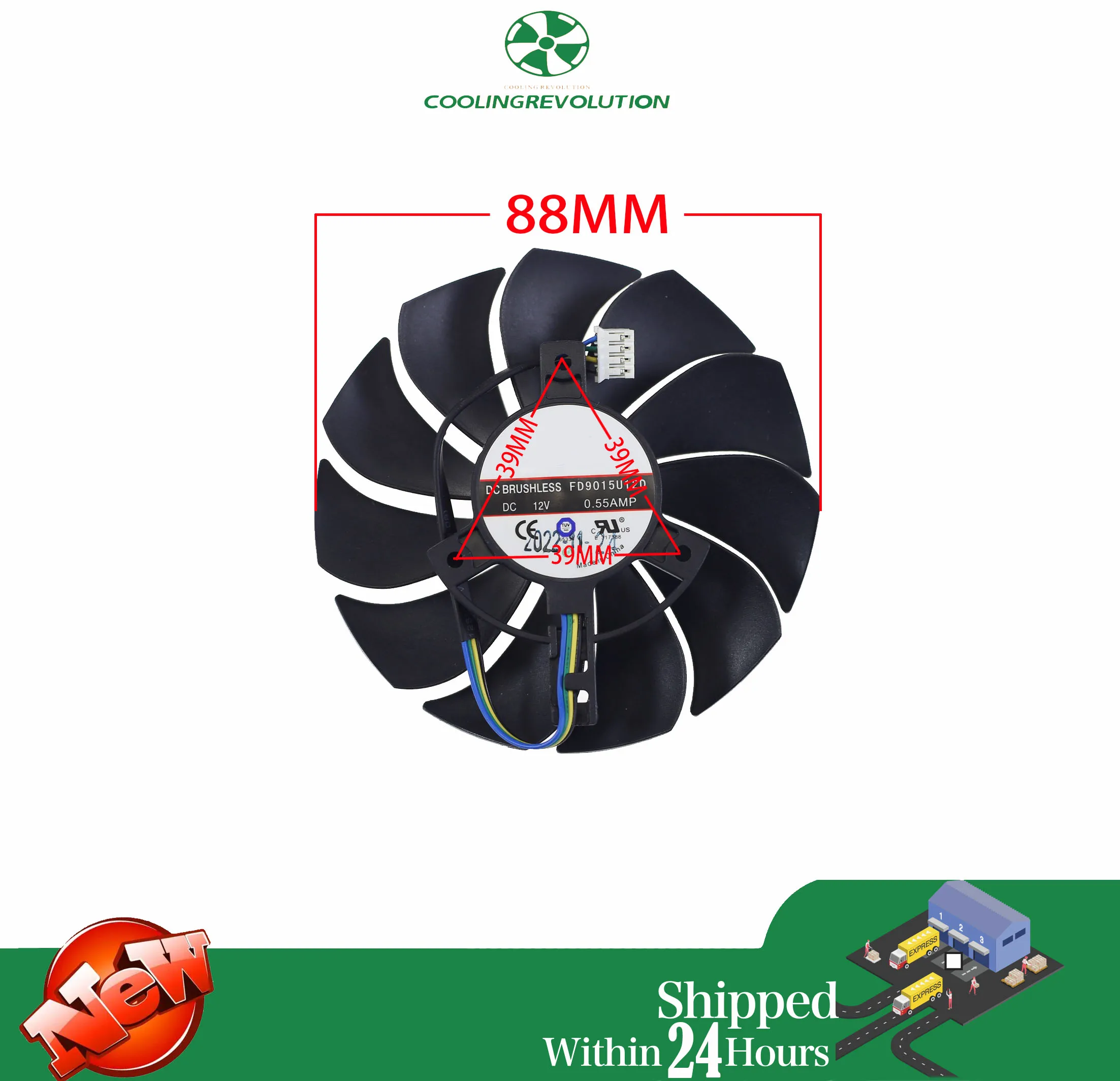 88MM FD9015U12D DC12V 0.55AMP 4Pin ventilador gráfico para HP Radeon RX 5500 tarjeta gráfica Juegos de PC H88-1E414-500HP - imagen 3