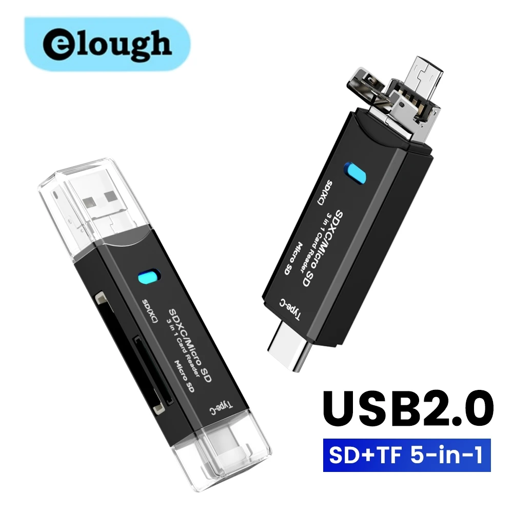 Elough lector de tarjetas 3 en 1, multifunción, TF/SD, para ordenador móvil iphon 15