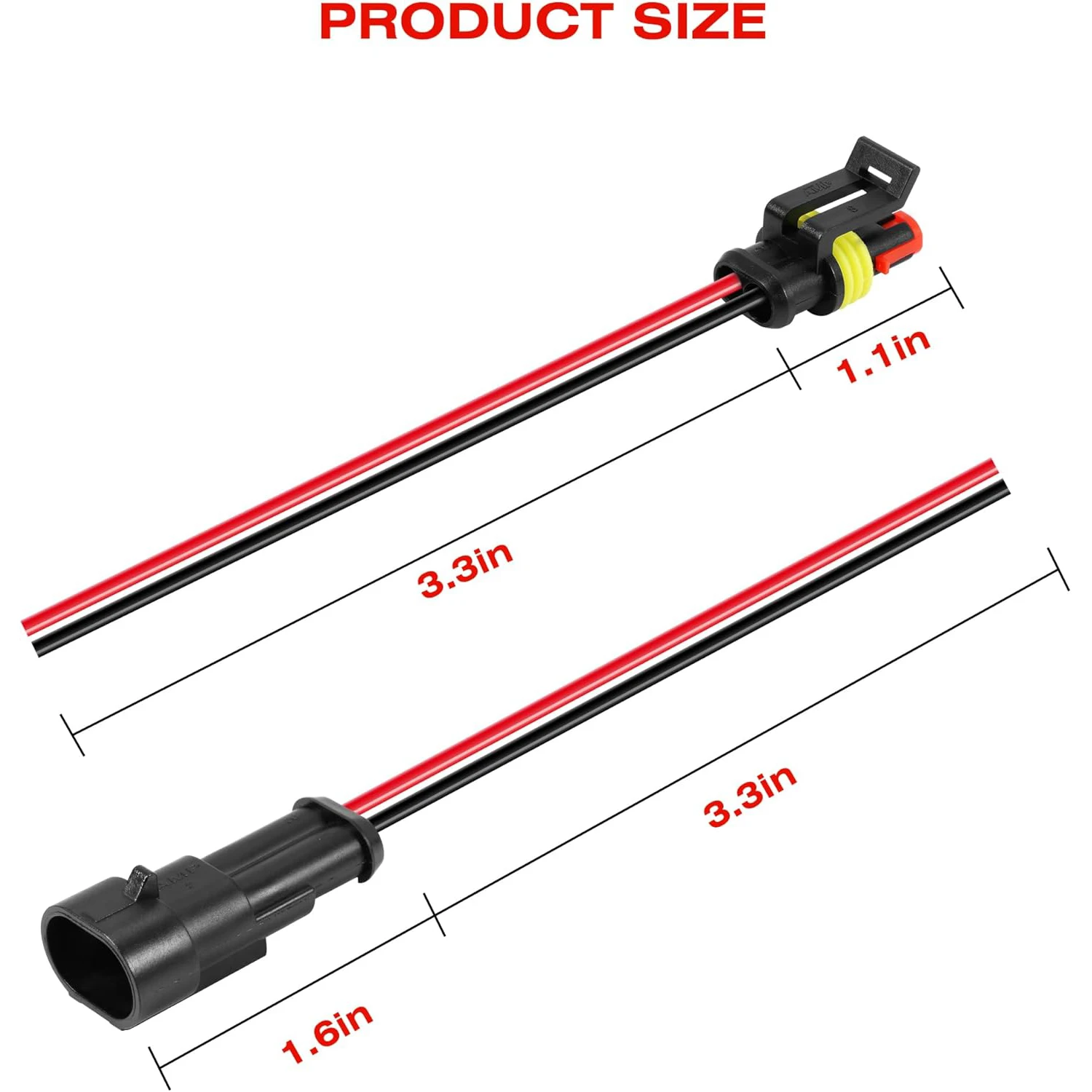 Kit de 5 conectores de cables eléctricos de 2 pines, enchufe macho y hembra impermeable de 2 vías para coche, camión, motocicletas, barco marino - imagen 3