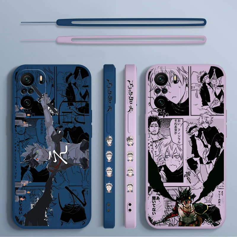 Trébol negro Asta para Xiaomi Redmi Note 13 12 12Pro 11 11S 11T 10S 10 Pro Plus 5G funda de teléfono con cuerda izquierda líquida - imagen 4