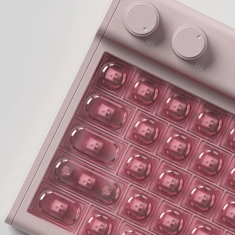 MiFuny-teclas PBT para teclado mecánico, tapas de teclado de bloque de construcción esmeriladas transparentes, personalizadas, de bajo perfil, color rosa - imagen 3