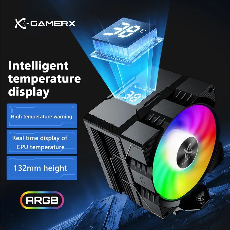Enfriador de CPU Power Train x-gamamerx Z-1300 ARGB con pantalla Digital de temperatura, radiador, 4 tubos de calor para LGA1700/1200 115X AM4 AM5 - imagen 2