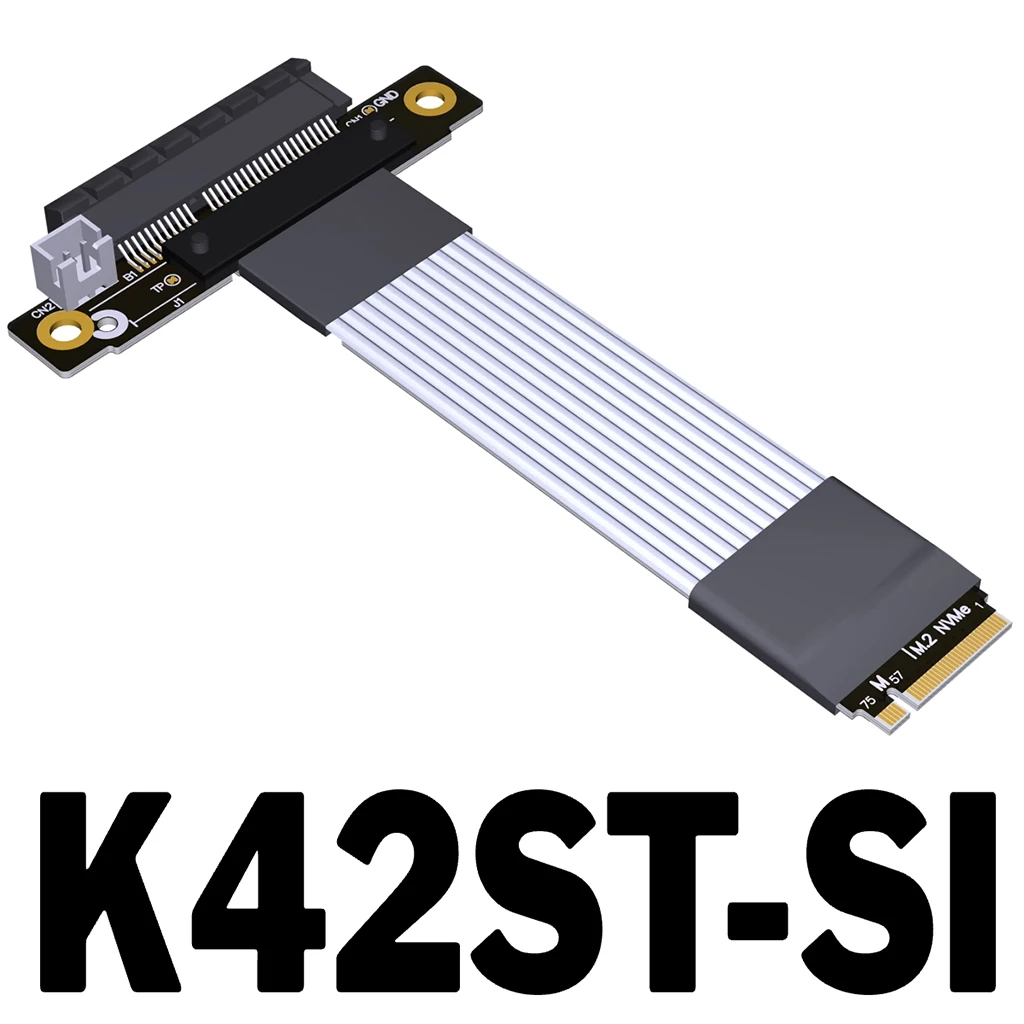 Para NVMe M.2 a PCI Express 5,0 x4 Cable de extensión Cable plateado de alta velocidad GEN5 PCIe 5,0 4X a M.2 para NVMe 2242 2280 SSD - imagen 4