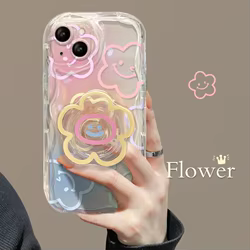 Funda con soporte flores sonrientes para Samsung Galaxy S24 Ultra Antigolpes