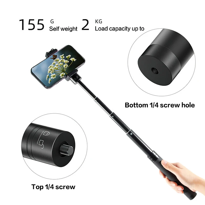 Palo de Selfie de 73CM, varilla de extensión ajustable portátil para cámara de acción, soporte para micrófono, monopié - imagen 2