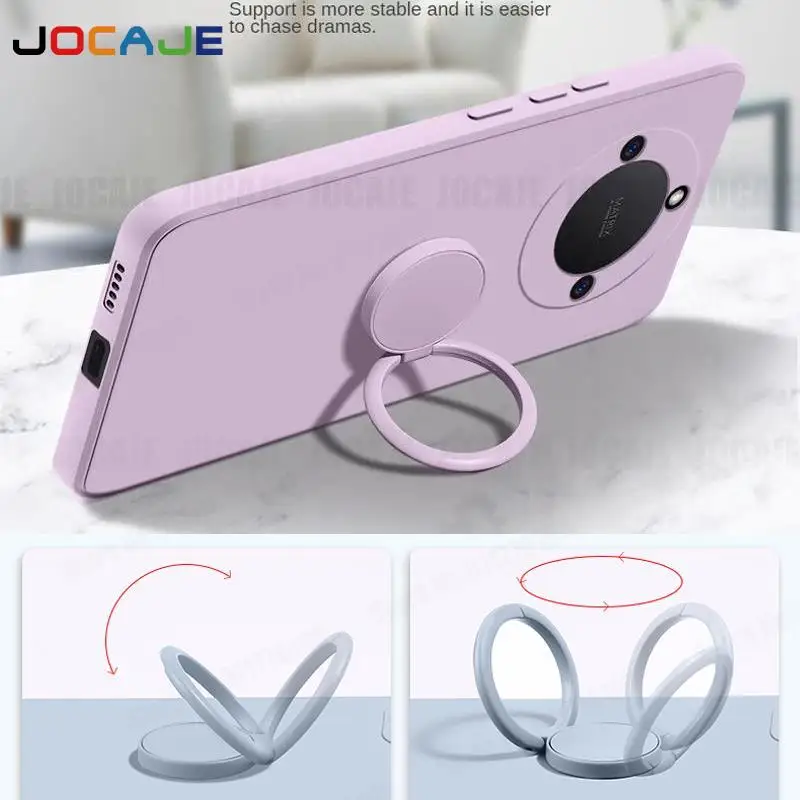 Funda de silicona líquida para Huawei Honor X7B X8B X9B, soporte de anillo, fundas de teléfono para Honor X9B X8B X7B, funda suave con cordón - imagen 5