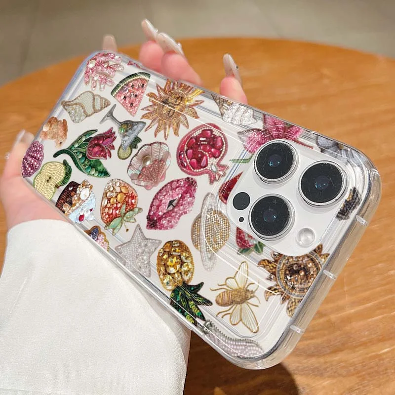 Funda de teléfono con cuentas de Granada para iPhone 16 17 15 14 13 12 Mini 11 Pro Max 16E X XR 7 8 15 16 Plus SE2 cubierta de TPU suave transparente - imagen 5