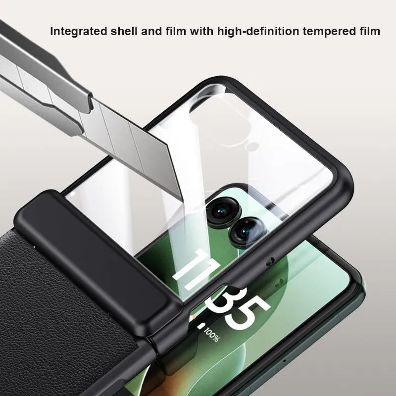 Funda con bisagra plegable magnética de cuero Skin Feel para Motorola Razr 60 Ultra 60 Pro Razr 50 5G, funda protectora con película templada - imagen 5