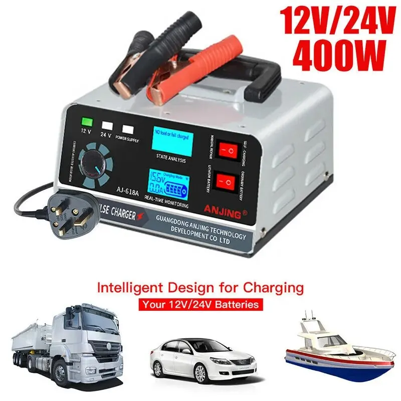 Cargador de batería de gran potencia para coche, reparación de pulso inteligente para SUV, camión, barco, 400W, 12V/24V - imagen 5