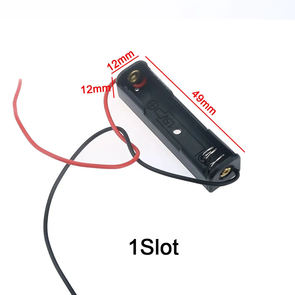 Caja de almacenamiento de batería de resorte negro de plástico JCD AAA, soporte de batería AAA 3A, contenedor de doble cara AAA con cables - imagen 2