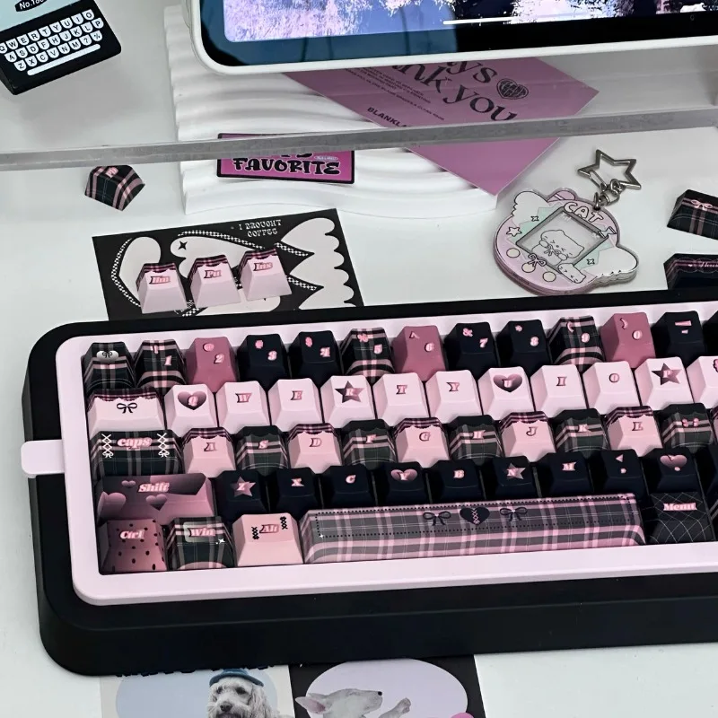 Juego de teclas con tema Rock Sweetheart, 142 teclas PBT, tapa de teclado personalizada para chica, perfil de cereza, teclas de Anime para teclado mecánico - imagen 4