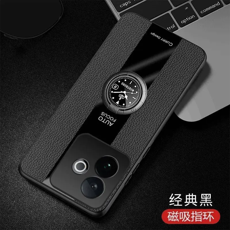 Funda con soporte magnético para Realme GT7 7T GT7 Pro, cubierta de soporte de anillo de reloj de cuero PU de lujo para Realme GT7 Capa, parachoques a prueba de golpes - imagen 2