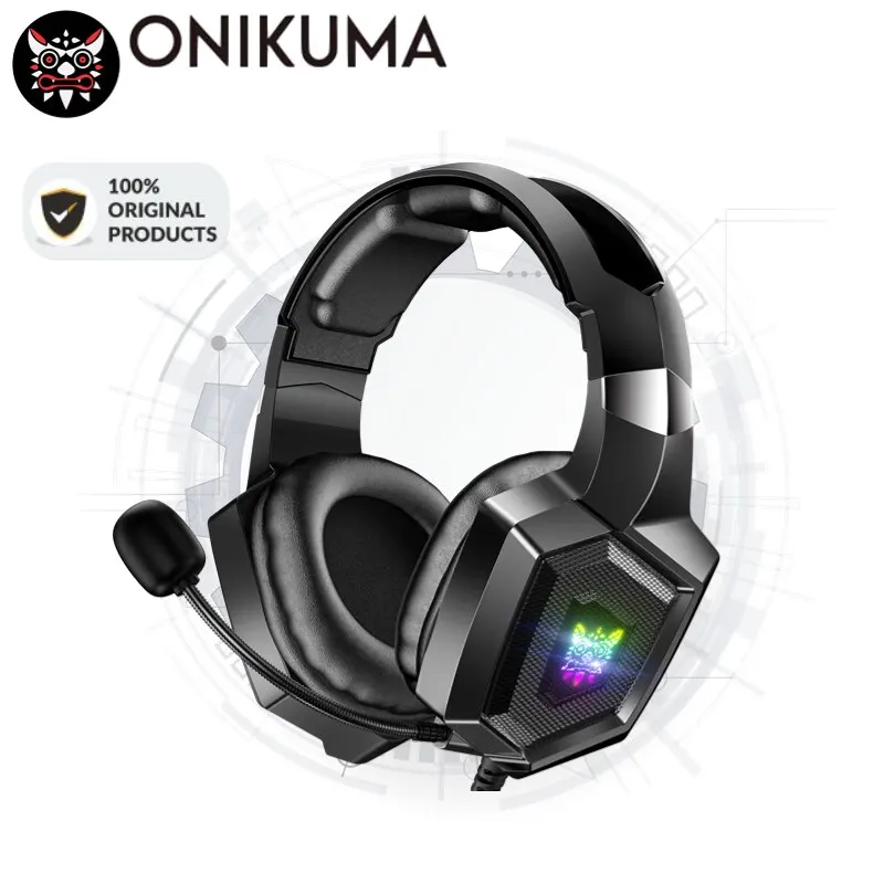 ONIKUMA Auriculares estéreo con cable para juegos con luces LED de micrófono para videojuegos - imagen 2