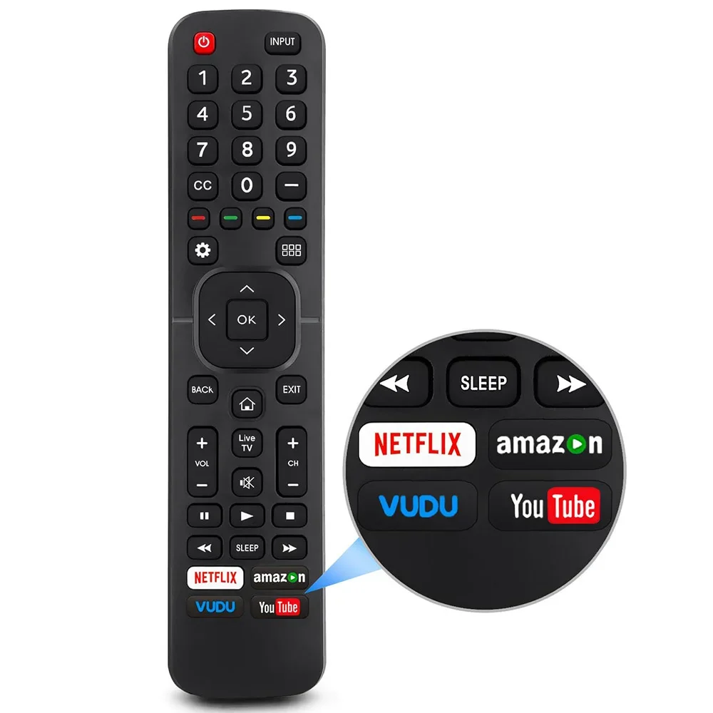 Mando a distancia universal para televisores inteligentes Hisense TV 4K LED HD UHD de repuesto EN2A27 EN2A127H EN2A27HT (no para TV fire & roku)