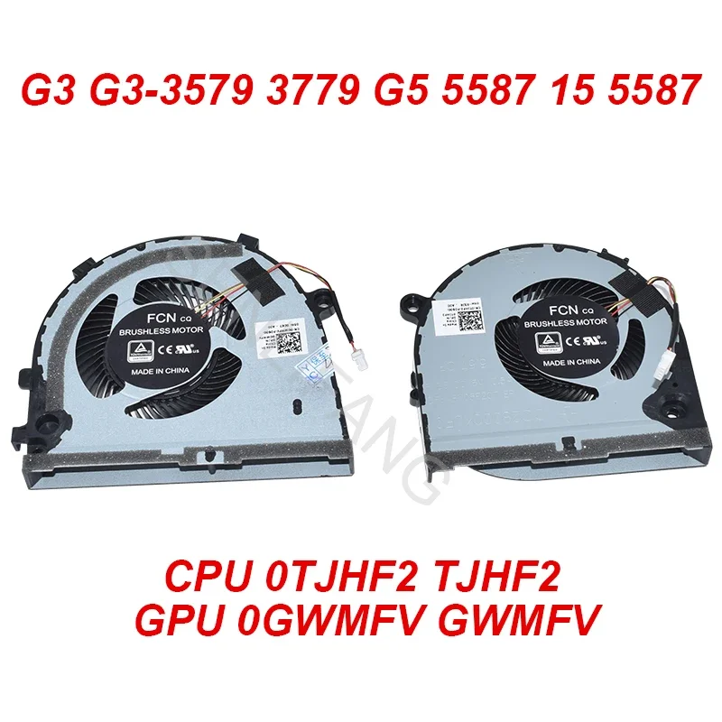 Ventilador de CPU GPU 0TJHF2 0gwmfv para DELL G3 3579 3779 G5 5587 15, refrigeración de ordenador portátil de cuatro pines DC5V 0.5A
