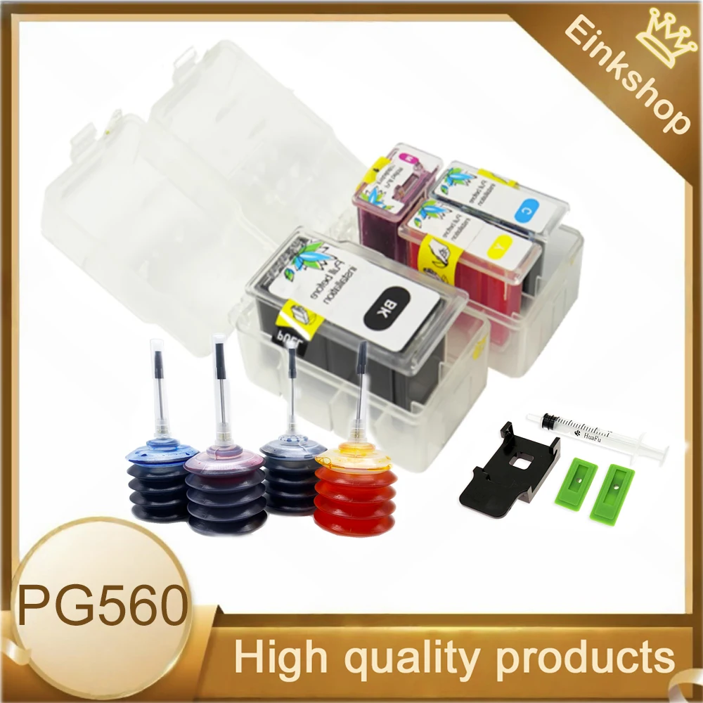 Einkshop PG-560 CL-561 XL Kit de recarga de cartuchos de tinta inteligentes para Canon PG560XL CL561XL para Canon Pixma TS5350 TS7450 TS5351 TS5352