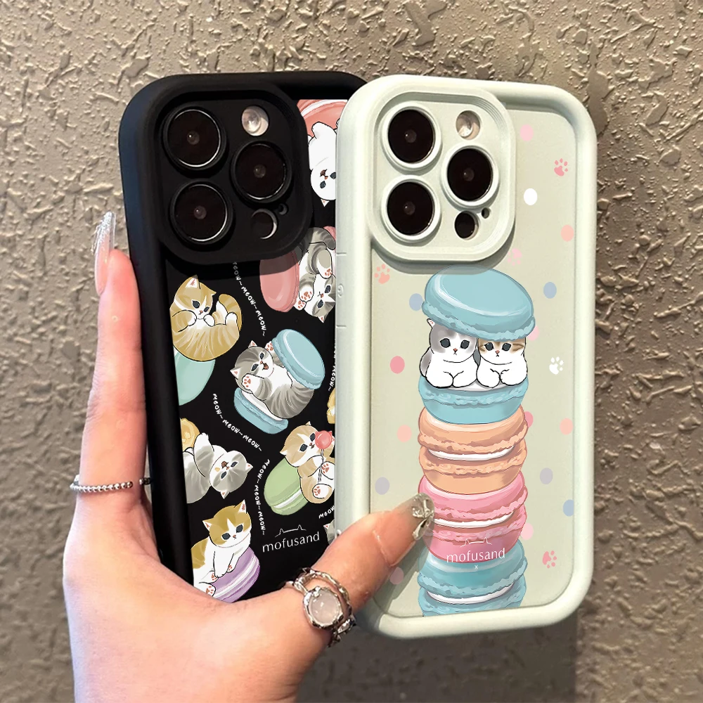 Funda de teléfono mofusandS cat para Samsung, cubierta de TPU de silicona suave con correa de mano, S24, S23, S22, S21, S20 FE Plus Ultra 5G