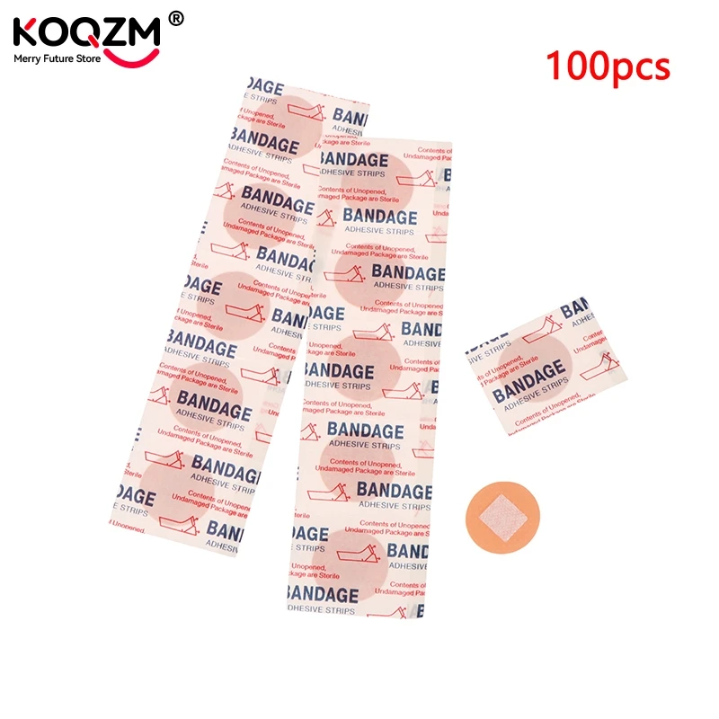 Cinta adhesiva estéril impermeable para primeros auxilios, vendaje de primeros auxilios para exteriores y el hogar, 100 piezas
