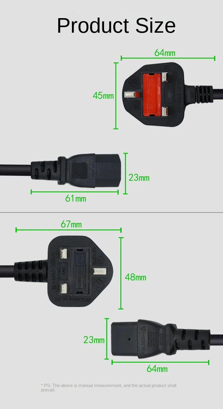 Cable alimentación tipo G C13 extensión PC Monitor TV - imagen 3