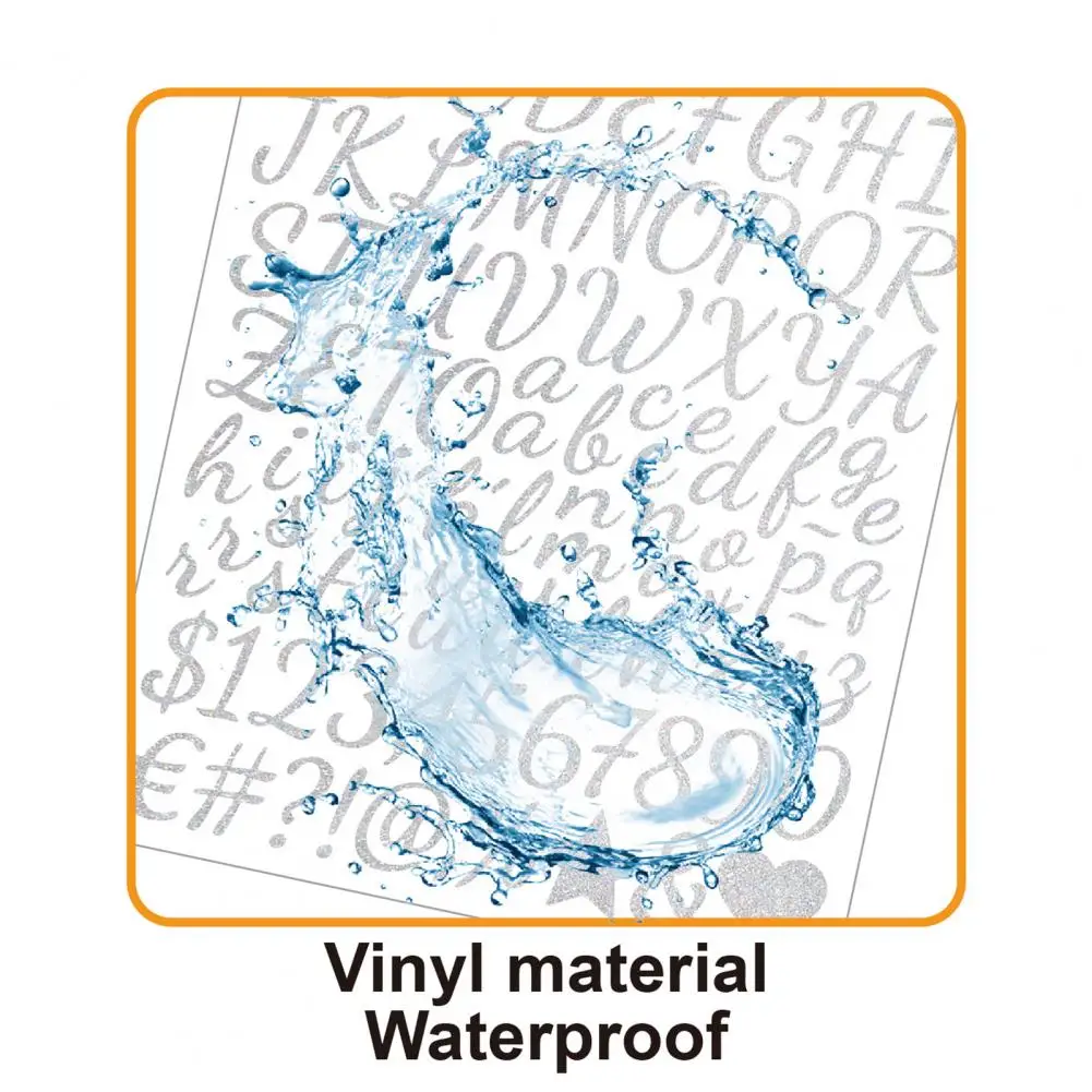 Pegatinas de números con purpurina, pegatinas de letras con purpurina para álbum de recortes, manualidades Diy, autoadhesivas, impermeables, número del alfabeto para agua