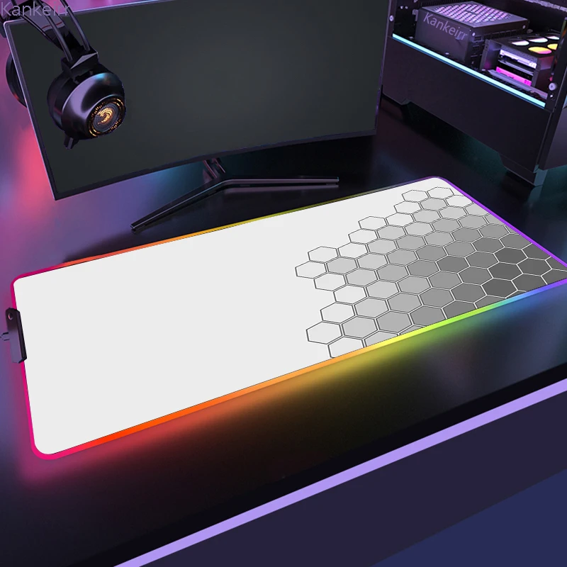 Alfombrilla de ratón RGB grande geométrica, alfombrilla de ratón LED para juegos, alfombrillas de ratón para Gamer, alfombrillas de mesa, alfombrilla de escritorio para PC, alfombrilla para teclado RGB XXL 90x40cm - imagen 2