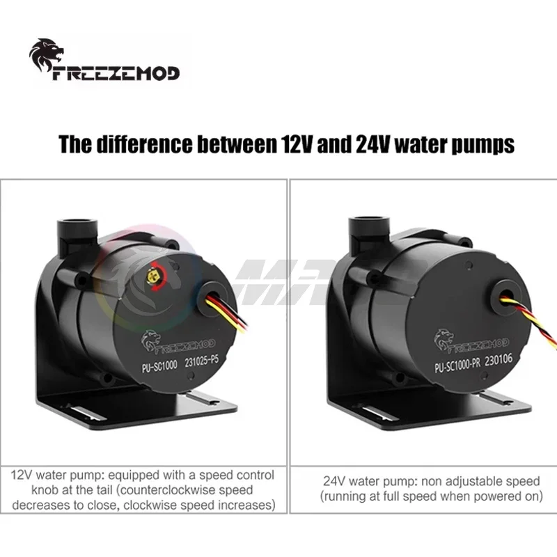 FREEZEMOD DC 12V 24V Bomba de agua industrial 4500-6300 RPM Computadora portátil Refrigeración Ciclismo, PU-SC1000 - imagen 5