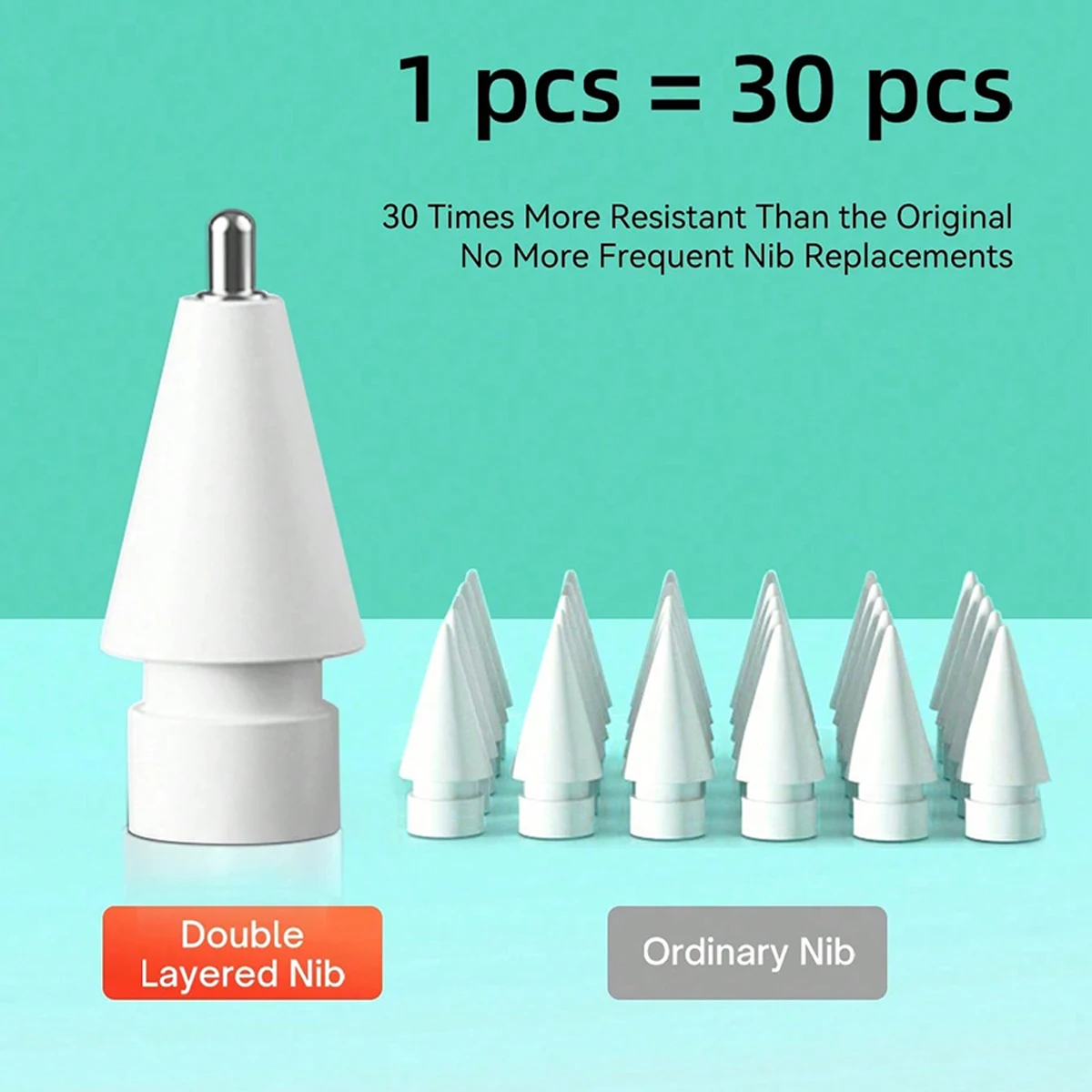 Puntas de lápiz para Apple de doble capa, 6 uds., 2B, HB, punta fina y punta transparente para Apple Pencil, lápiz óptico para iPad de 1a y 2.a generación - imagen 5