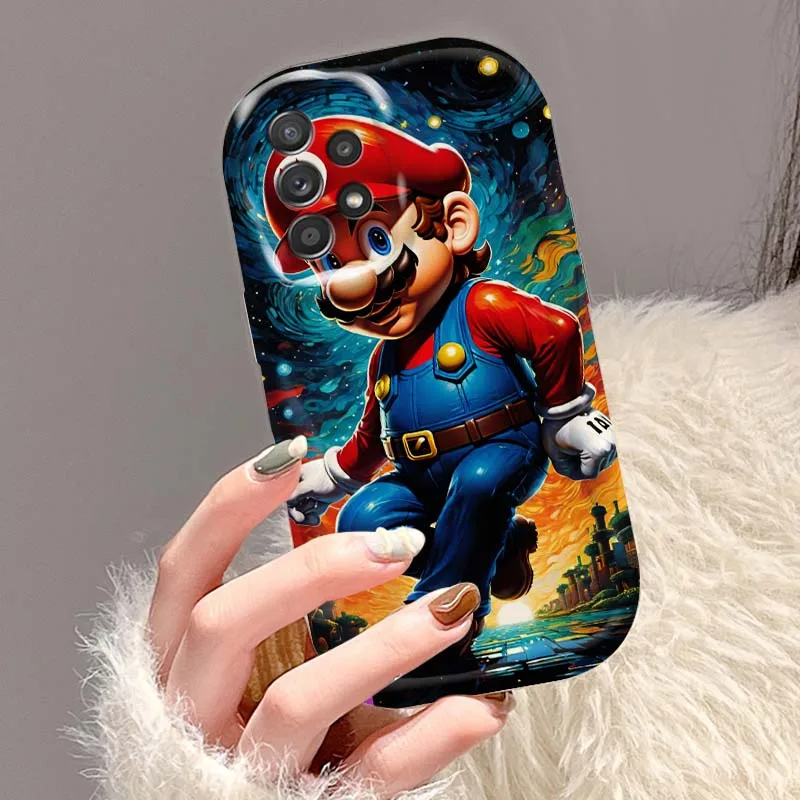 M-Marios pintura al óleo Color funda de teléfono para Samsung A73 A72 A71 A56 A55 A54 A53 A52 A51 A32 A36 A26 A25 A13 A14 5G onda de aceite - imagen 5