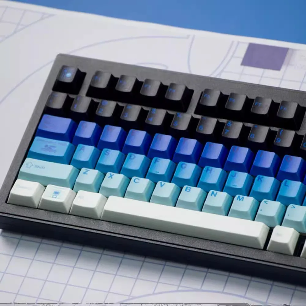 Teclas elegantes de 141 teclas con gradiente azul, teclas PBT con estampado de almohadilla UV de perfil Cherry para teclado mecánico Cherry MX - imagen 5