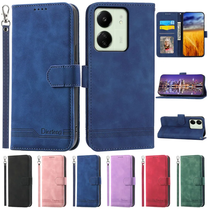 Funda de cuero con tapa magnética para Xiaomi Redmi 13C, carcasa para Xiaomi Redmi 13C, 14C, 12C, 12, 13 - imagen 2