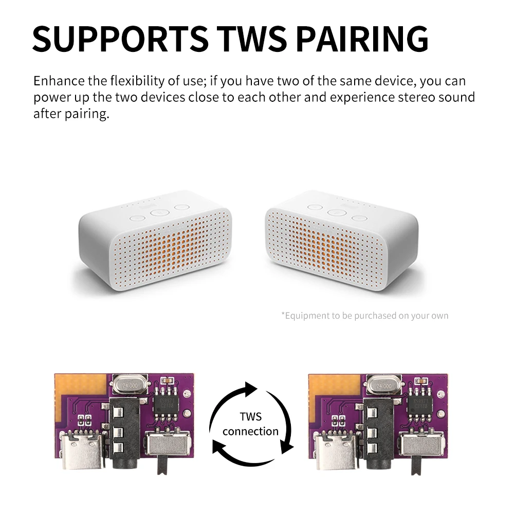 Módulo decodificador de audio Bluetooth de 5W, amplificador de audio mono DC 3,5 V-5V, compatible con emparejamiento TWS, interfaz tipo C, decodificador de audio - imagen 3