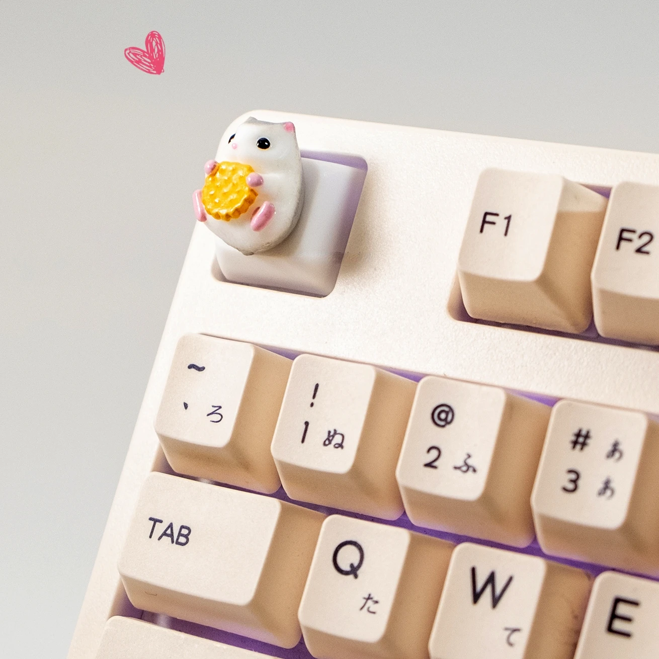 Bonita gorra de teclado mecánico hecha a mano de hámster gris regordete para regalos de cumpleaños de hombres y mujeres, decoración personalizada