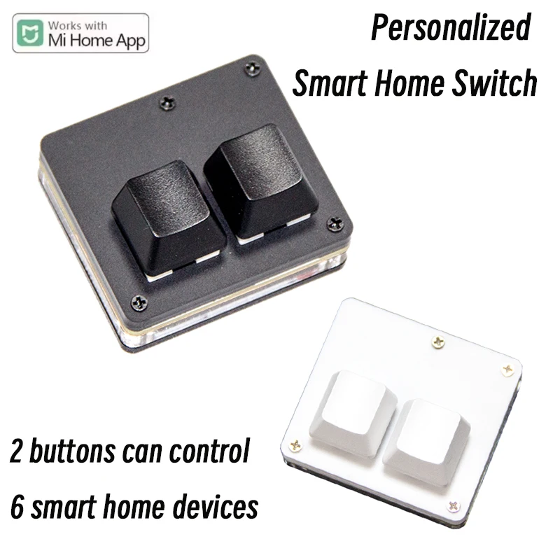 Interruptor inalámbrico de 2 teclas, centro de Control remoto, dispositivo inteligente multifunción para el hogar para aplicación Mijia
