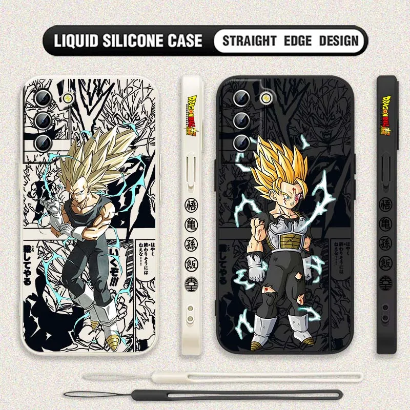 D-Dragon Ball Anime Vegeta Art Cover para Samsung Galaxy S25 S24 S23 S22 S21 S10 FE Plus Ultra 5G funda de teléfono con cuerda izquierda líquida